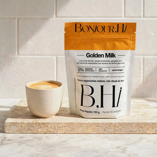 Golden Milk Tradicional 150g — 30 doses | Cúrcuma, Gengibre & Canela | 100% Vegano