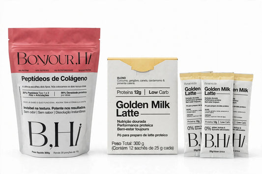 Ritual Proteico B,Hi | Golden Latte + Peptídeos de Colágeno